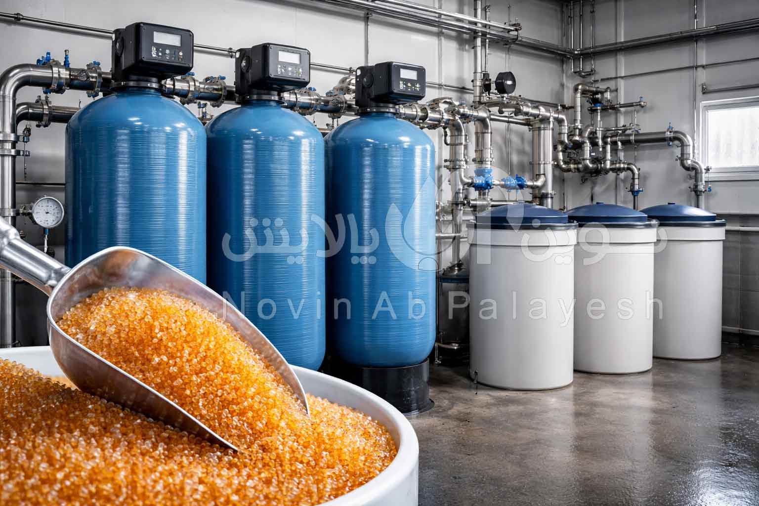 حجم رزین سختی گیر صنعتی | محاسبه دقیق بر اساس بار سختی و ظرفیت رزین