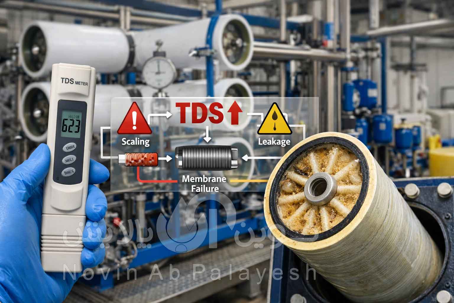 علت بالا رفتن TDS خروجی دستگاه تصفیه آب صنعتی RO